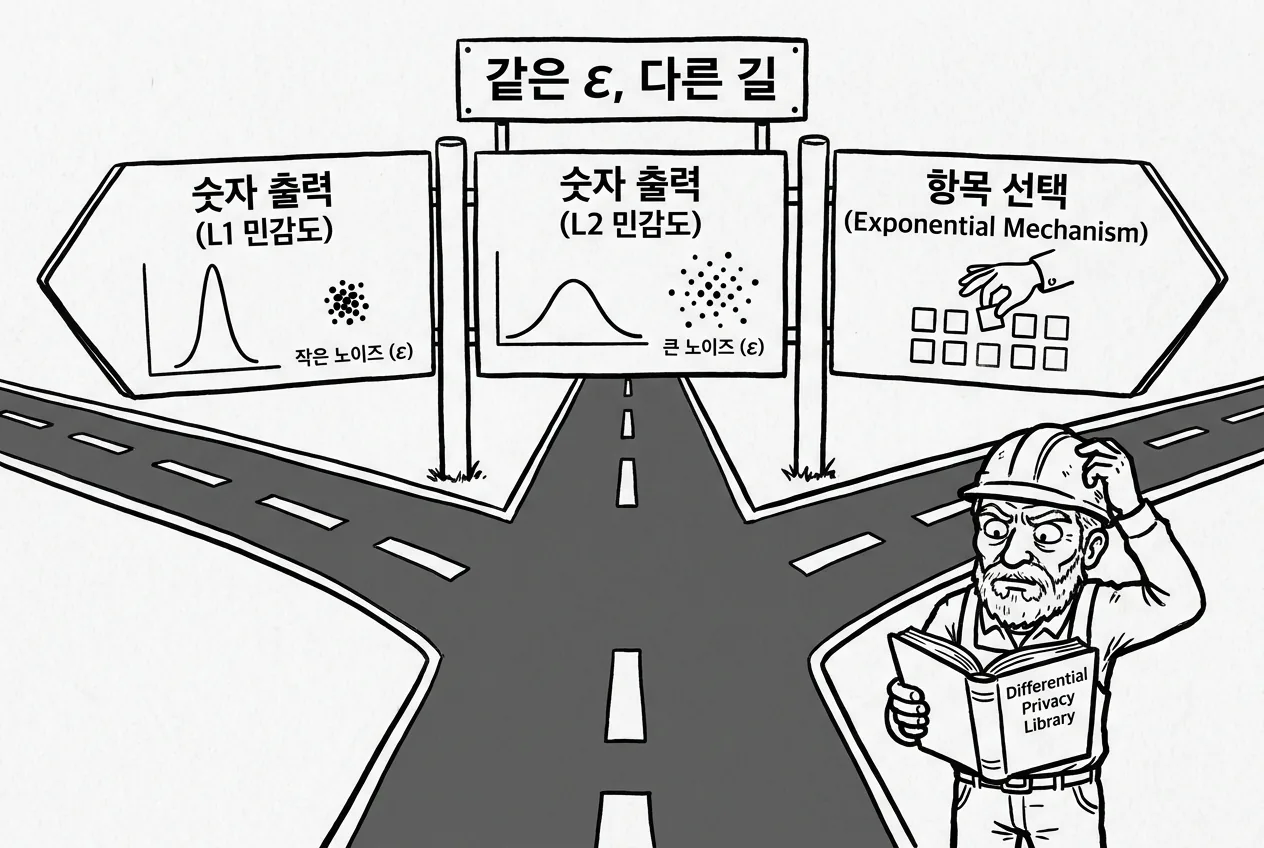 DP 노이즈 메커니즘은 출력 타입과 민감도로 갈린다
